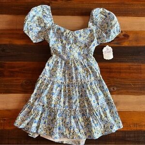 Alterd state blue green floral bow tie backless dress small